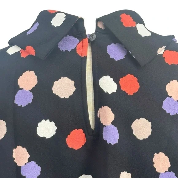 Black cowl neck polka dot sleeveless blouse. - Picture 5 of 7
